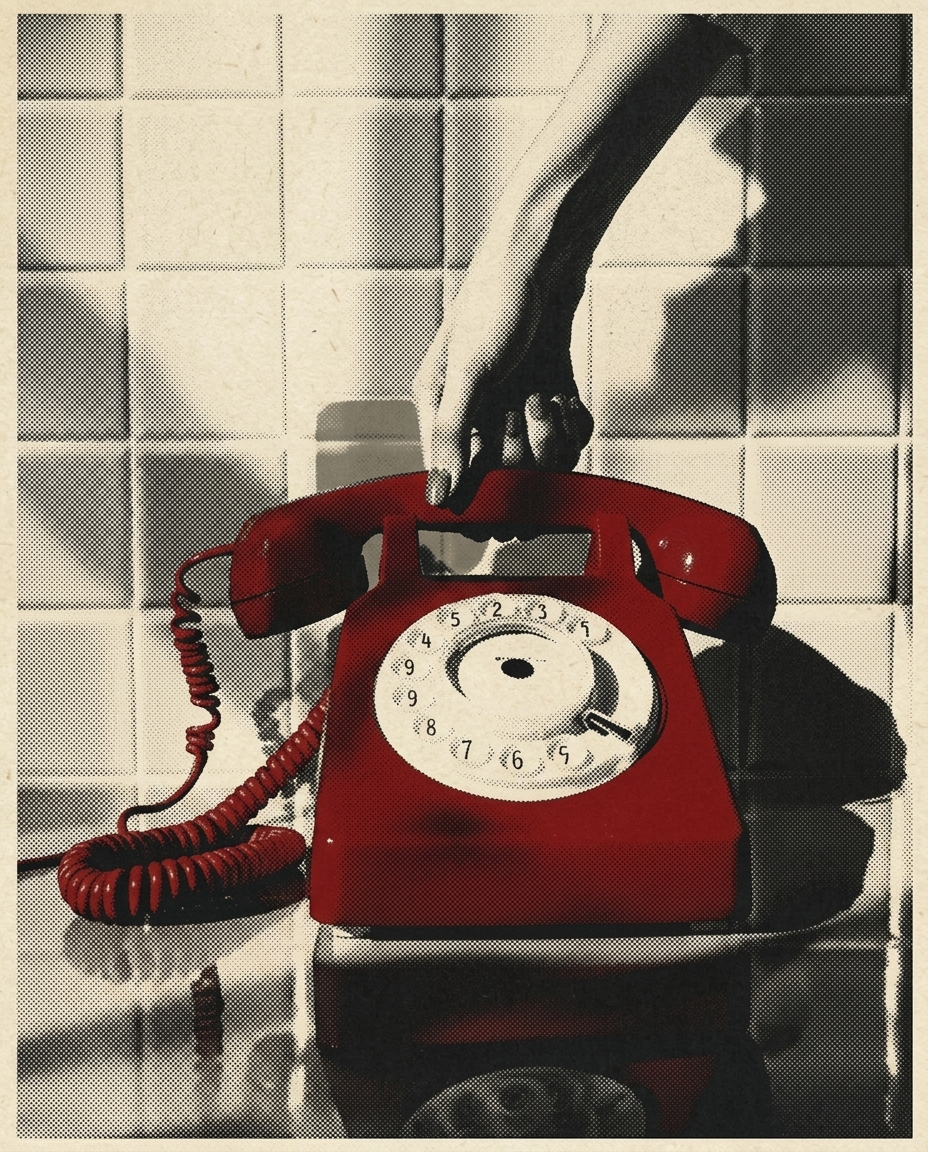 Red rotary phone